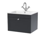 Nuie Classique 600mm Wall Hung 1-Drawer Unit & Stone Basin 1TH