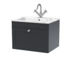 600mm Wall Hung 1-Drawer Unit & Stone Basin 1TH