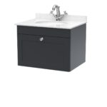 600mm Wall Hung 1 Drawer Vanity & Marble Top 1TH