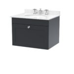 600mm Wall Hung 1 Drawer Vanity & Marble Top 3TH