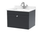 Nuie Classique 600mm Wall Hung 1 Drawer Vanity & Marble Top 1TH