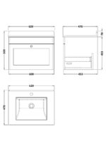 600mm Wall Hung 1 Drawer Vanity & Marble Top 1TH - Image 2