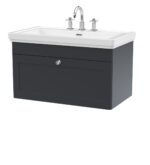 Nuie Classique 800mm Wall Hung 1-Drawer Vanity & Basin 3TH