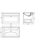 Nuie Classique 800mm Wall Hung 1-Drawer Vanity & Basin 3TH - Image 3