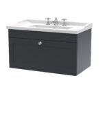 Nuie Classique 800mm Wall Hung 1 Drawer Vanity & Basin 3TH