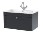 800mm Wall Hung 1-Drawer Unit & Stone Basin 1TH
