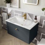 800mm Wall Hung 1-Drawer Unit & Stone Basin 1TH - Image 2