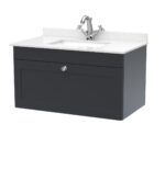 Nuie Classique 800mm Wall Hung 1 Drawer Vanity & Marble Top 1TH