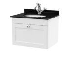 600mm Wall Hung 1 Drawer Vanity & Marble Top 1TH