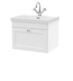 600mm Wall Hung 1-Drawer Vanity with Basin - 1 Tap Hole