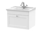 600mm Wall Hung 1 Drawer Vanity & Basin 1TH