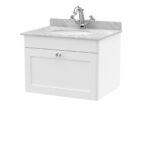 600mm Wall Hung 1 Drawer Vanity & Marble Top 1TH