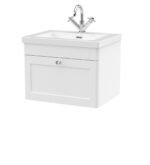 600mm Wall Hung 1-Drawer Vanity with Basin - 1 Tap Hole