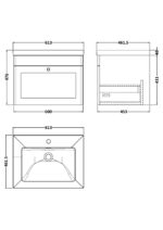 600mm Wall Hung 1-Drawer Vanity with Basin - 1 Tap Hole - Image 2