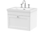 600mm Wall Hung 1-Drawer Vanity with Basin - 3 Tap Hole