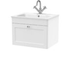 600mm Wall Hung 1-Drawer Unit & Stone Basin 1TH