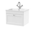 600mm Wall Hung 1-Drawer Unit & Stone Basin 1TH