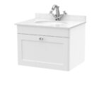 600mm Wall Hung 1 Drawer Vanity & Marble Top 1TH