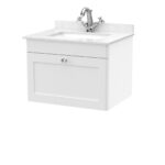 600mm Wall Hung 1 Drawer Vanity & Marble Top 1TH