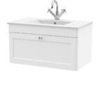 800mm Wall Hung Single Drawer Vanity with Basin - 1 Tap Hole