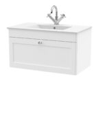 800mm Wall Hung Single Drawer Vanity with Basin - 1 Tap Hole