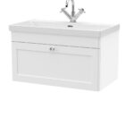 800mm Wall Hung Single Drawer Vanity with Basin - 1 Tap Hole