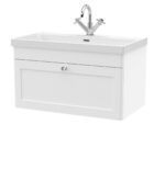 800mm Wall Hung Single Drawer Vanity with Basin - 1 Tap Hole