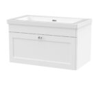 800mm Wall Hung Single Drawer Vanity with Basin - 0 Tap Hole