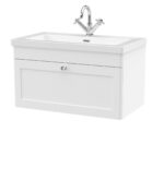 800mm Wall Hung Single Drawer Vanity with Basin - 1 Tap Hole