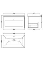 800mm Wall Hung Single Drawer Vanity with Basin - 1 Tap Hole - Image 2