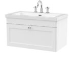 800mm Wall Hung Single Drawer Vanity with Basin - 3 Tap Hole