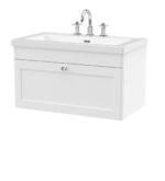 800mm Wall Hung Single Drawer Vanity with Basin - 3 Tap Hole