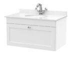 800mm Wall Hung 1 Drawer Vanity & Marble Top 1TH
