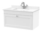 800mm Wall Hung 1 Drawer Vanity & Marble Top 1TH
