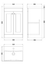 500mm Floor Standing 2 Door Vanity & Basin 3 - Image 3