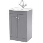 500mm Floor Standing 2-Door Unit & Curved Basin
