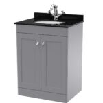 600mm Floor Standing 2 Door Vanity & Marble Top 1TH