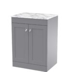 600mm Floor Standing 2-Door Vanity with Marble Top