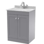 600mm Floor Standing 2 Door Vanity & Marble Top 1TH