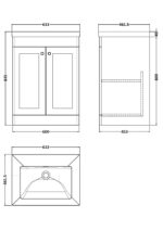 600mm Floor Standing 2-Door Vanity with Basin - 0 Tap Hole - Image 2