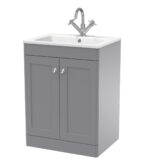 600mm Floor Standing 2-Door Unit & Stone Basin 1TH
