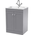600mm Floor Standing 2-Door Unit & Stone Basin 1TH