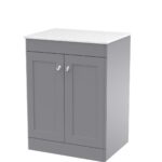 600mm Floor Standing 2-Door Vanity with Marble Top