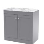 800mm Floor Standing 2-Door Vanity with Marble Top