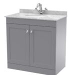 800mm Floor Standing 2 Door Vanity & Marble Top 1TH
