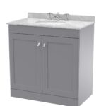 800mm Floor Standing 2 Door Vanity & Marble Top 3TH
