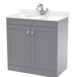 800mm Floor Standing 2 Door Vanity & Marble Top 1TH