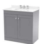 800mm Floor Standing 2 Door Vanity & Marble Top 3TH