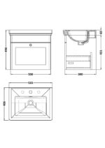 500mm Wall Hung 1-Drawer Vanity & Basin 3TH - Image 3