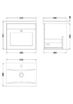 500mm Wall Hung 1 Drawer Vanity & Basin 1 - Image 3